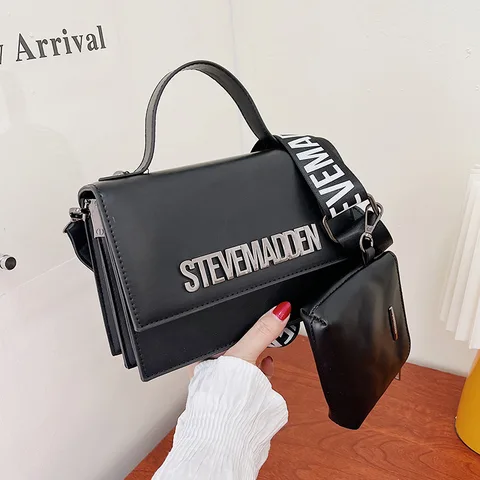 Steve Madden new handbags trendy letter shoulder bag solid color crossbody bags