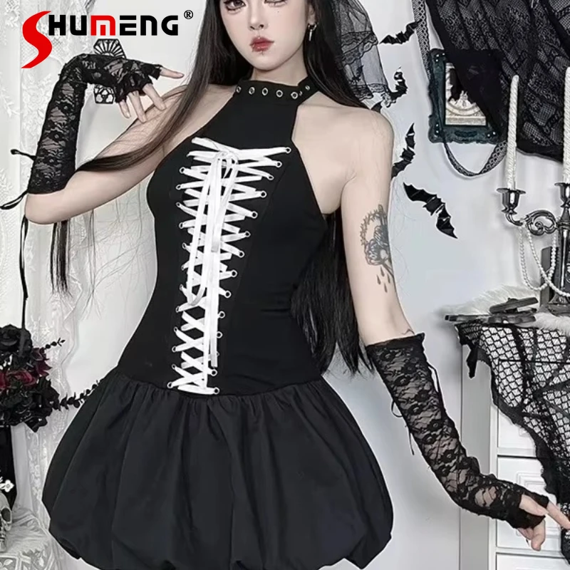 Summer 2025 New Japanese Goth Punk Black Tube Top Dress Ladies Sexy Hot Girl Slim Fit Short-sleeved Camisoles Dresses For Women
Summer 2025 New Japanese Goth Punk Black Tube Top Dress Ladies Sexy Hot Girl Slim Fit Short-sleeved Camisoles Dresses For Women