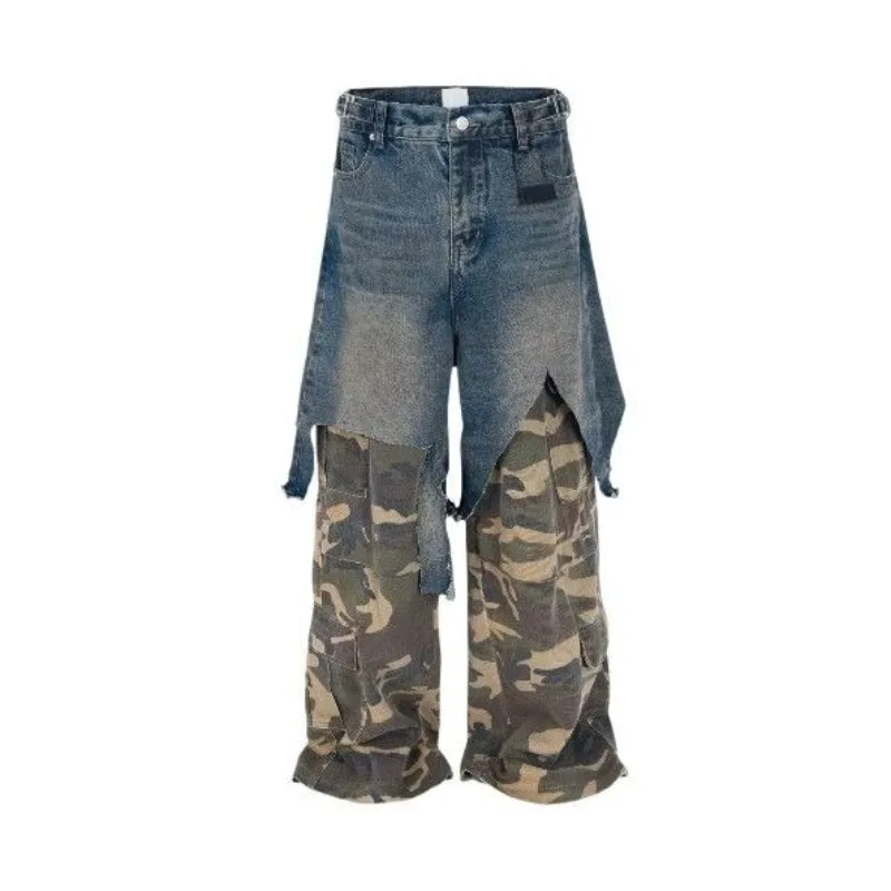 Foufurieux American Street Retro Distressed Washed Camouflage Fake Two Men's Loose Workwear Jeans Male Clothing
Foufurieux American Street Retro Distressed Washed Camouflage Fake Two Men's Loose Workwear Jeans Male Clothing