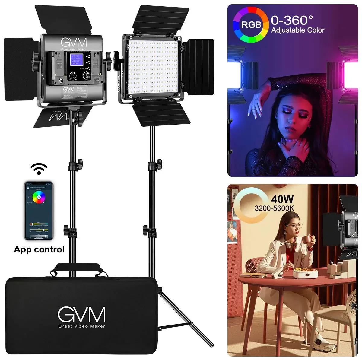 GVM 800D RGB Led Video Light 2PCS Video Lighting Kit W APP Control 40W Photography Lighting Led Panel Light For Studio YouTube
GVM 800D RGB Led Video Light 2PCS Video Lighting Kit W APP Control 40W Photography Lighting Led Panel Light For Studio YouTube