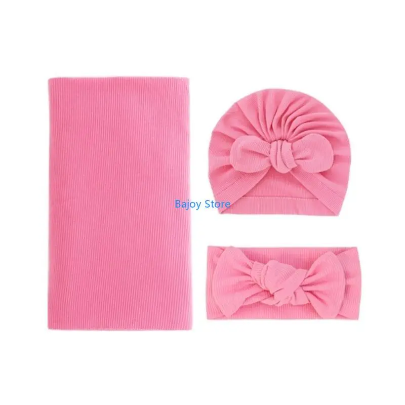 63HE Pack of 3pcs Baby Swaddles Wrap Towel Newborns Headdress with Turban Hat Set
63HE Pack of 3pcs Baby Swaddles Wrap Towel Newborns Headdress with Turban Hat Set