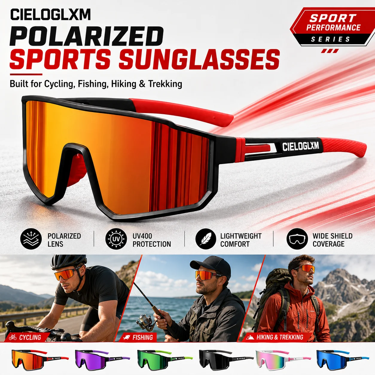 CIELOGLIM Cycling Fishing Sunglasses Polarized UV400 Outdoor Sports Glasses for Hiking Climbing Driving
CIELOGLIM Cycling Fishing Sunglasses Polarized UV400 Outdoor Sports Glasses for Hiking Climbing Driving