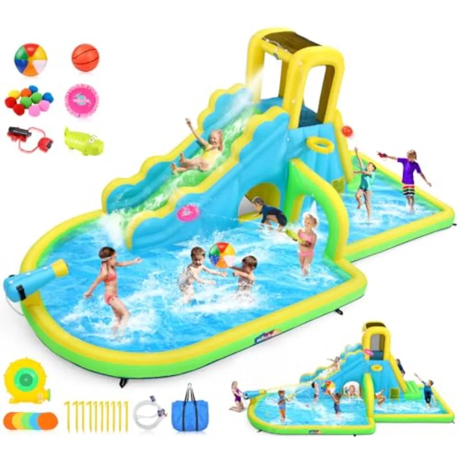 Backyard inflatable water slide for kids PVC material blue and yellow 16.4x10 ft with long slide tunnel splash pool climbing wa
Backyard inflatable water slide for kids PVC material blue and yellow 16.4x10 ft with long slide tunnel splash pool climbing wa