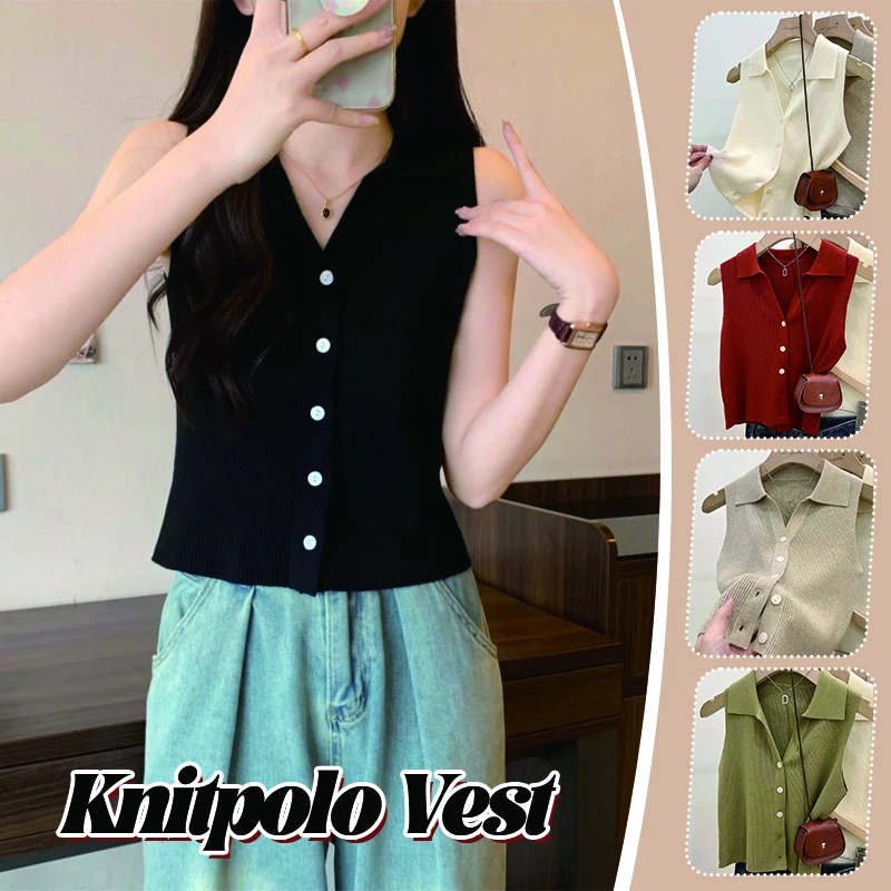 Summer Chic Ice Silk Knitpolo Lapel Thin Slims You And Smooths Your Silhouette Tank Outer Wear Vest Women's Shoulder Vest No Sle
Summer Chic Ice Silk Knitpolo Lapel Thin Slims You And Smooths Your Silhouette Tank Outer Wear Vest Women's Shoulder Vest No Sle