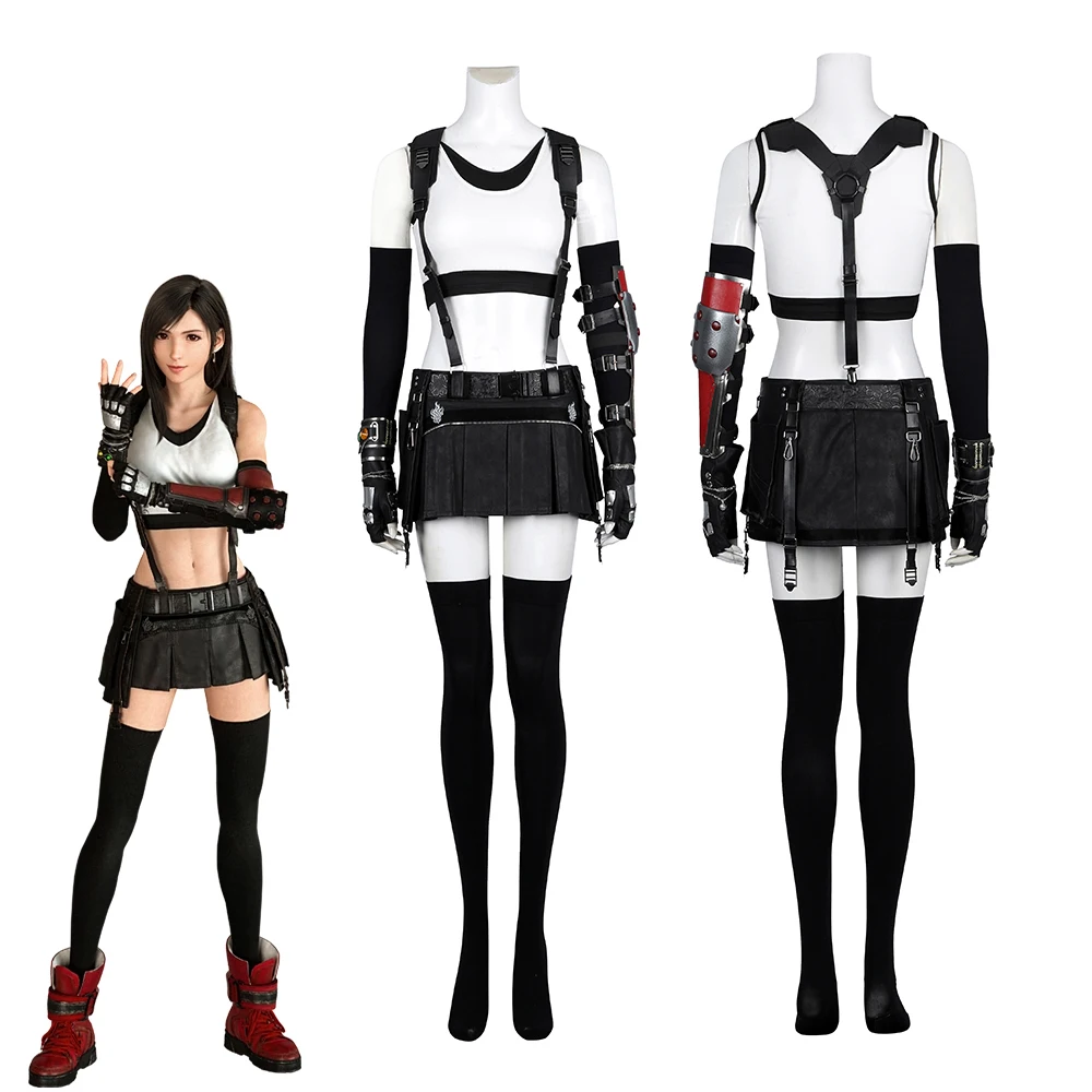Game FF7 Remake Tifa Lockhart Cosplay Costume Women Fantasia Battle Uniform Suit Sexy Crop Top Skirts Halloween Disguise Outfit
Game FF7 Remake Tifa Lockhart Cosplay Costume Women Fantasia Battle Uniform Suit Sexy Crop Top Skirts Halloween Disguise Outfit