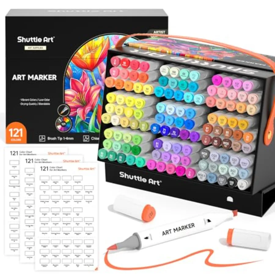 Brush Tip Alcohol Markers Dual Tip Brush and Chisel Tip Art Marker Set 121 Colors Marker Pens with Organized Case Perfect for I
Brush Tip Alcohol Markers Dual Tip Brush and Chisel Tip Art Marker Set 121 Colors Marker Pens with Organized Case Perfect for I