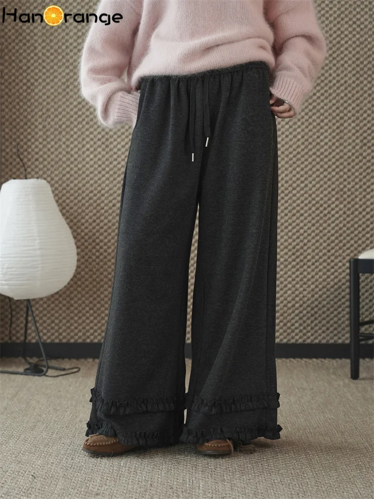 HanOrange 2025, зимние простые повседневные брюки с высокой талией и рюшами, женские свободные широкие удобные брюки черного/темно-серого цвета
HanOrange 2025, зимние простые повседневные брюки с высокой талией и рюшами, женские свободные широкие удобные брюки черного/темно-серого цвета