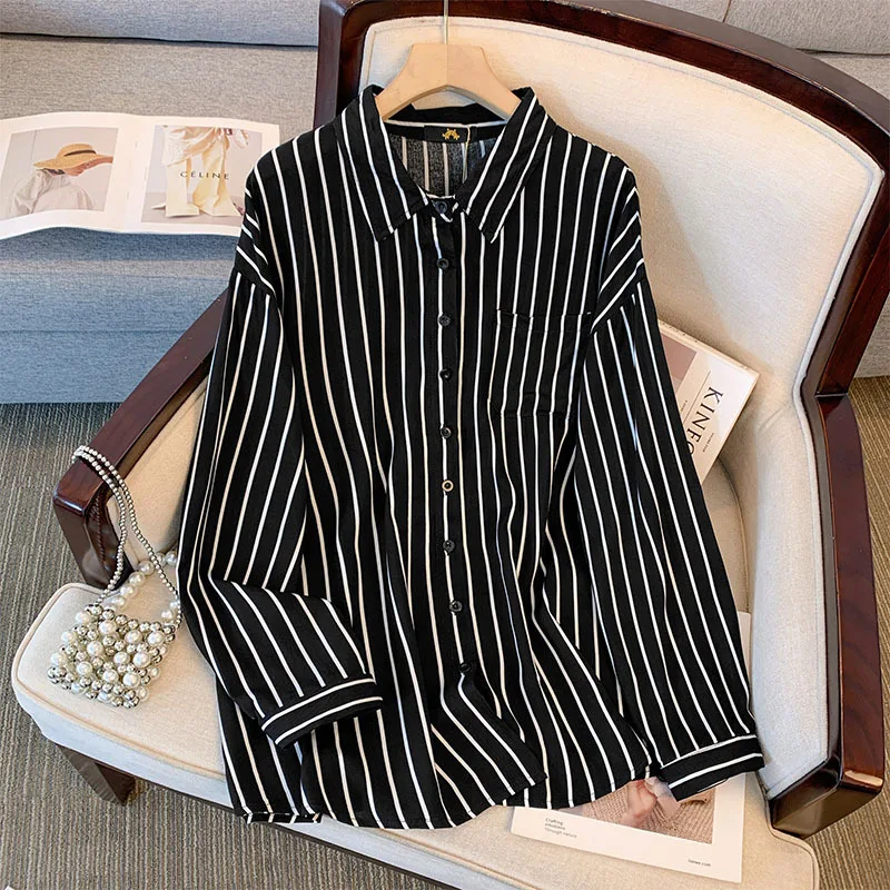Plus Size Women's Bust 157 Autumn Striped Casual Shirt Long Sleeve Top Black 6XL 7XL 8XL 9XL 10XL 150Kg
Plus Size Women's Bust 157 Autumn Striped Casual Shirt Long Sleeve Top Black 6XL 7XL 8XL 9XL 10XL 150Kg