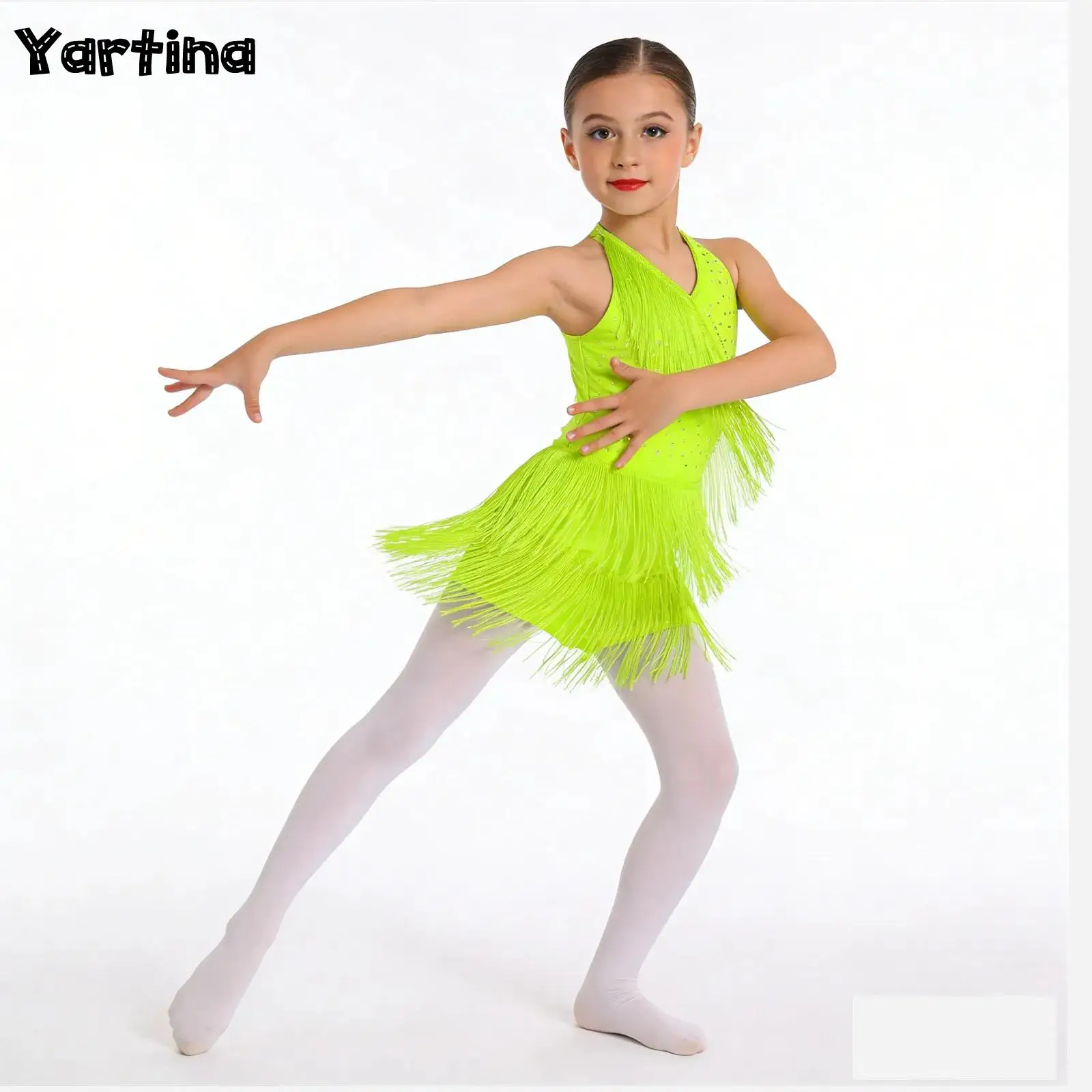 Kids Girls Glittery Rhinestones Ballet Latin Leotards Dress Tango Jazz Dance Costume Fringe Halter Strappy Tassel Jumpsuit
Kids Girls Glittery Rhinestones Ballet Latin Leotards Dress Tango Jazz Dance Costume Fringe Halter Strappy Tassel Jumpsuit