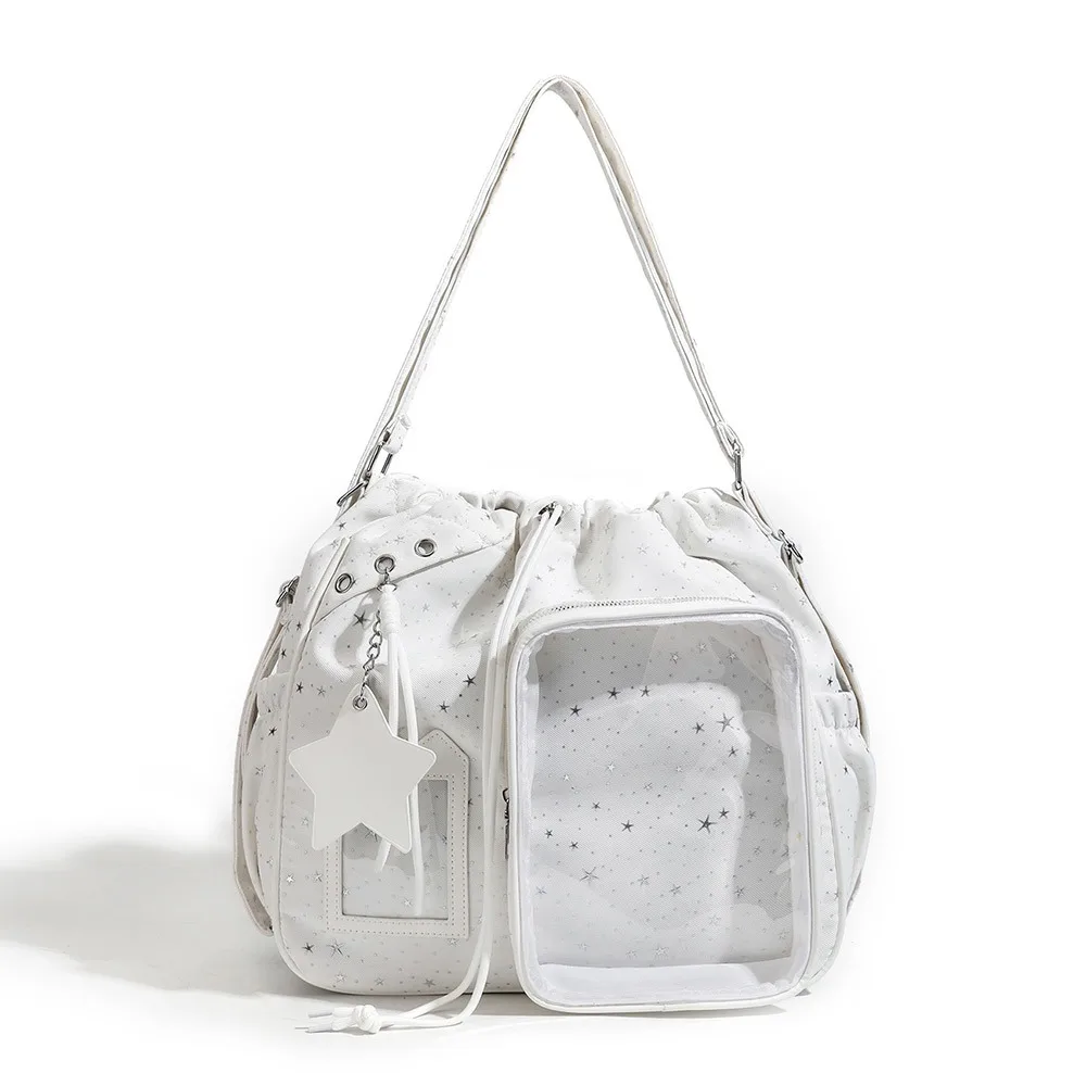 Kawaii Large-Capacity Student Backpack Stars Print Drawstring Double-Shoulder Bag Clear Ita Bag Junior High School
Kawaii Large-Capacity Student Backpack Stars Print Drawstring Double-Shoulder Bag Clear Ita Bag Junior High School
