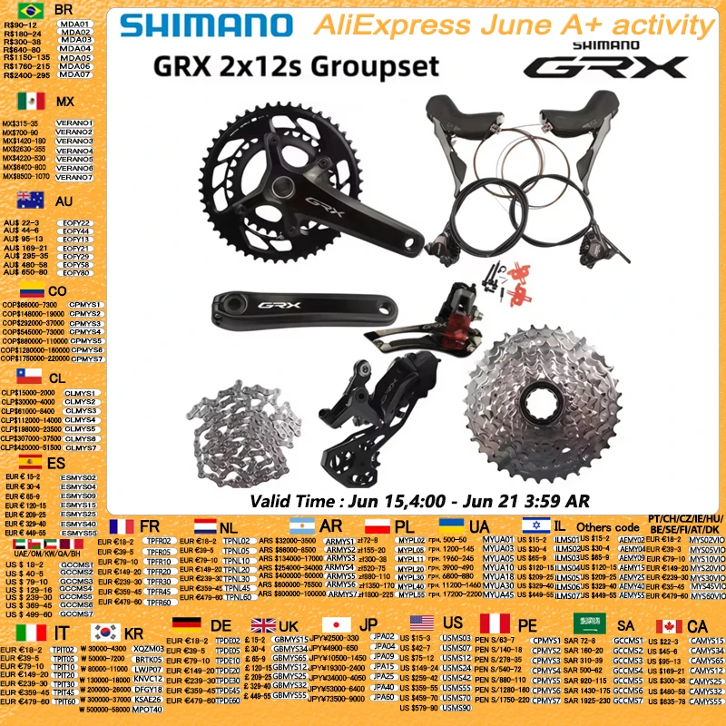 Shimano GRX 2x12s RX820 Groupset Hydraulic Disc Brakes Set For Gravel Bike Bicycle New Arrive
Shimano GRX 2x12s RX820 Groupset Hydraulic Disc Brakes Set For Gravel Bike Bicycle New Arrive