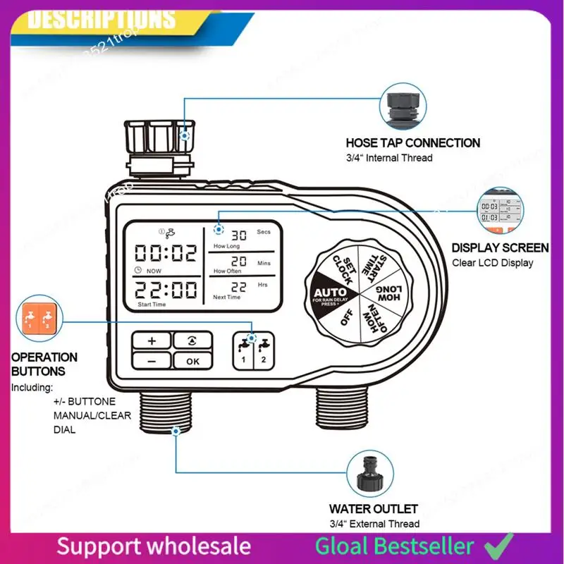 A38M Outdoor Garden Hose Watering Timer 2 Zone Digital Hose Pump Timer Waterproof, UV Resistant, Individual Program
A38M Outdoor Garden Hose Watering Timer 2 Zone Digital Hose Pump Timer Waterproof, UV Resistant, Individual Program