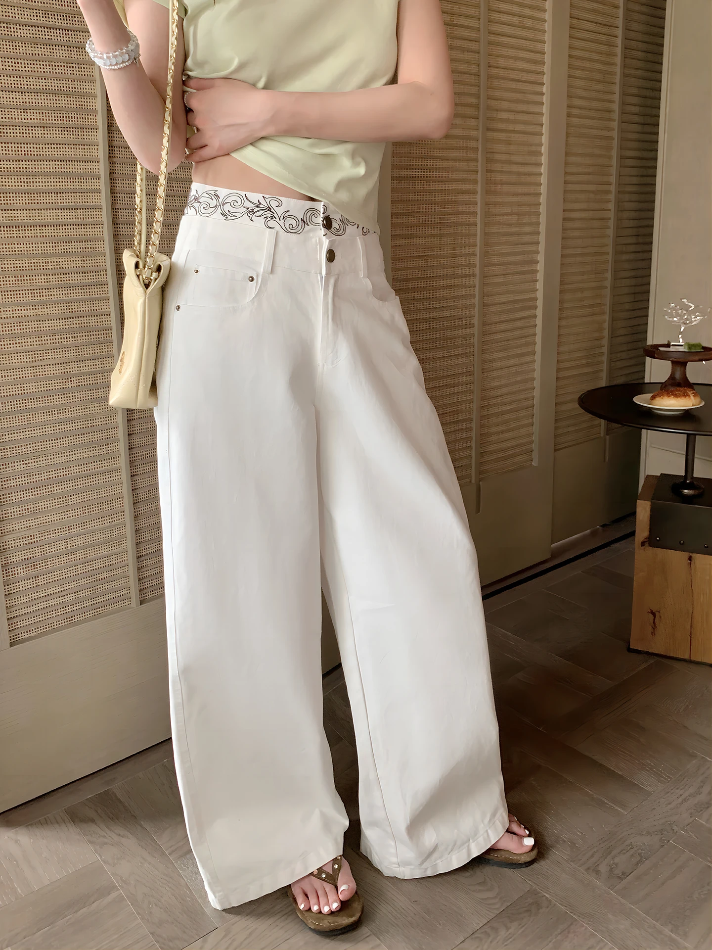 Anneshop American Retro Embroidered White Casual Pants Women Loose Slim Wide Leg Long Trousers High Waist Button Cotton
Anneshop American Retro Embroidered White Casual Pants Women Loose Slim Wide Leg Long Trousers High Waist Button Cotton