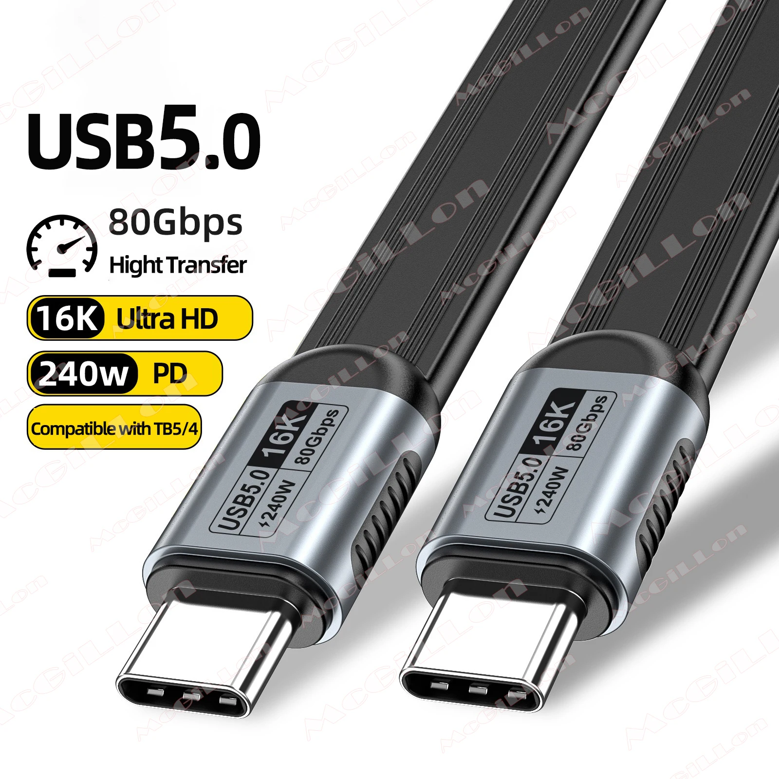 0.15M/0.3M/0.5M/1M 80Gbps USB5 Flat USB C Cable 240W 16K Type C to C Cord for Thunderbolt5 for MacBook Samsung Xiaomi Huawei SDD
0.15M/0.3M/0.5M/1M 80Gbps USB5 Flat USB C Cable 240W 16K Type C to C Cord for Thunderbolt5 for MacBook Samsung Xiaomi Huawei SDD