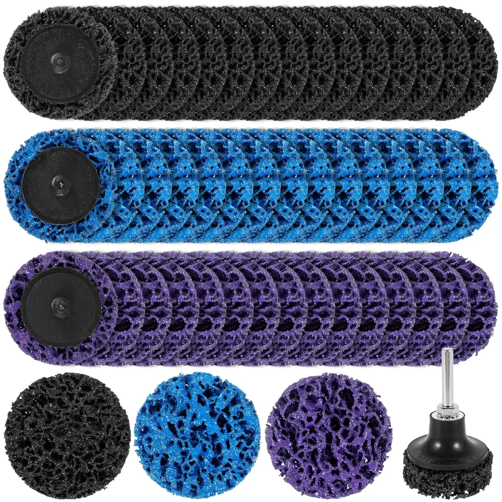 2 Inch Grinding Disc 50 mm 46 Pcs Firm Connection Black Blue Purple for Cleaning and Removing Paint Rust Scale and Oxidation
2 Inch Grinding Disc 50 mm 46 Pcs Firm Connection Black Blue Purple for Cleaning and Removing Paint Rust Scale and Oxidation