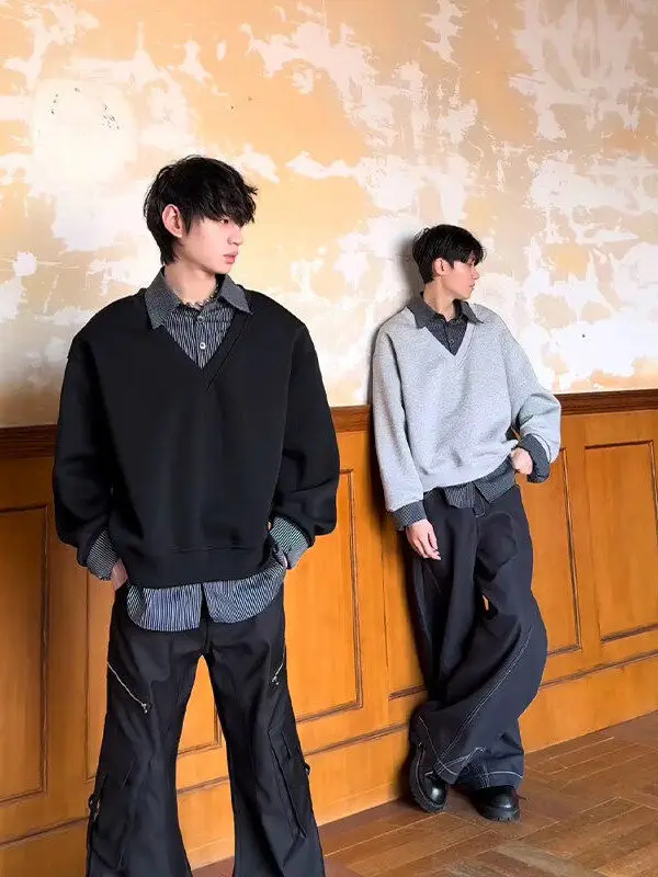 Casual Loose Long Sve Hoodie Men's irt Collar Splice Pullover Spring Trendy Base irt Comfortable Cotton Polyester Blend
Casual Loose Long Sve Hoodie Men's irt Collar Splice Pullover Spring Trendy Base irt Comfortable Cotton Polyester Blend