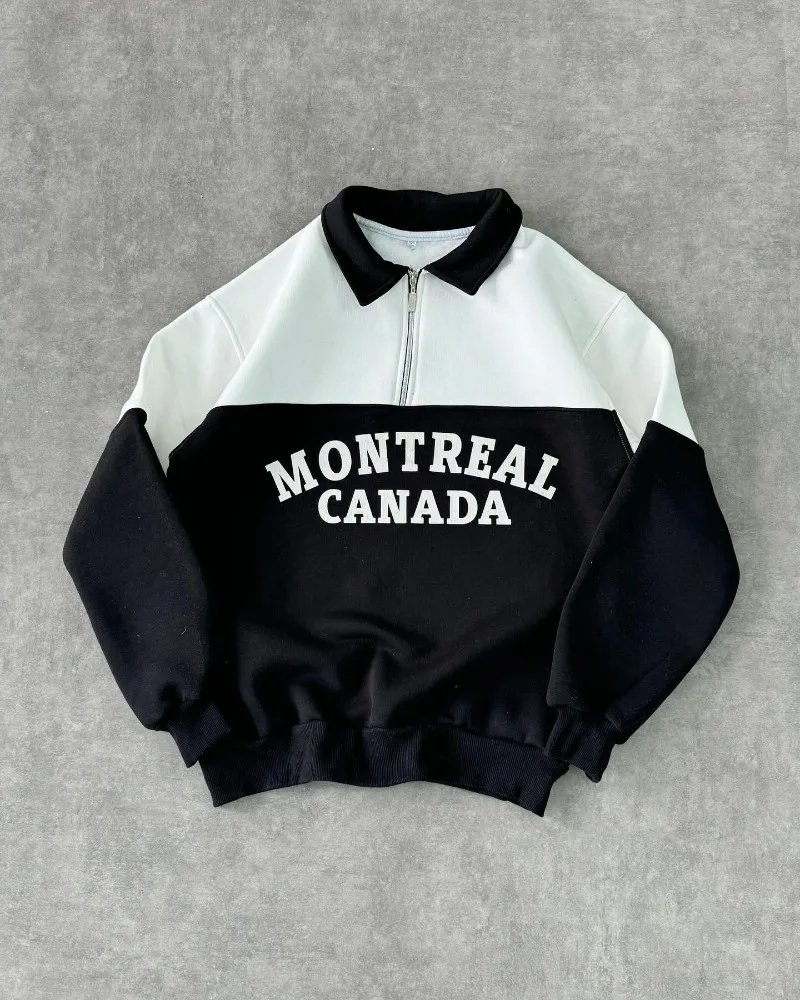 Fashion casual black and white patchwork sweatshirt men Harajuku trend loose hoodies long sleeve letter print lapel pullover top
Fashion casual black and white patchwork sweatshirt men Harajuku trend loose hoodies long sleeve letter print lapel pullover top