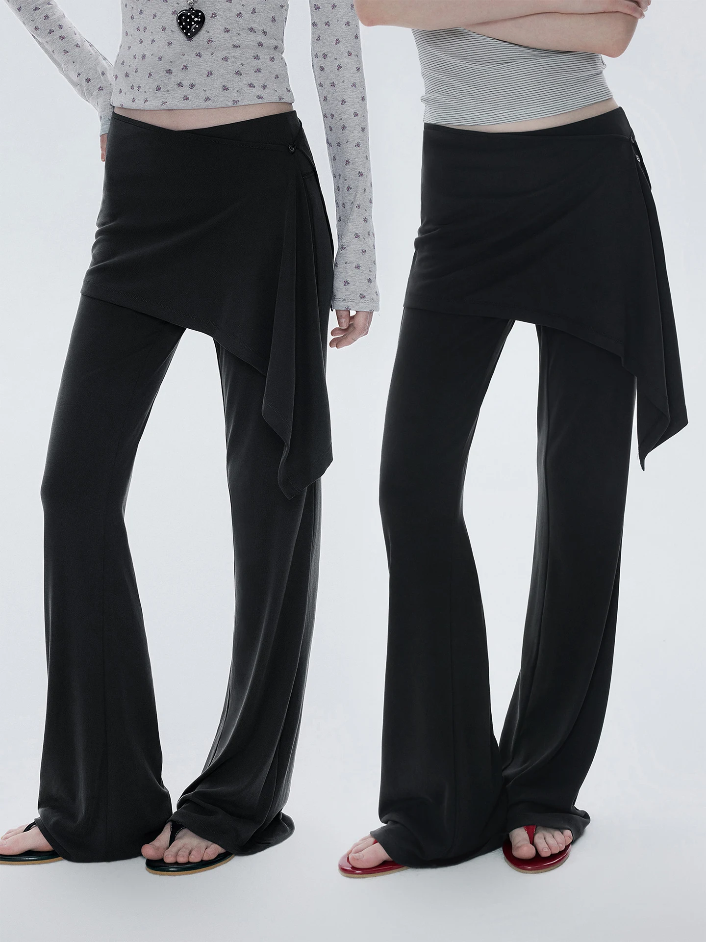 Black Asymmetric Flared Pants Women's Casual Slimming Leggings Two-Piece Set Comfortable Breathable Lyrical Fiber Trousers
Black Asymmetric Flared Pants Women's Casual Slimming Leggings Two-Piece Set Comfortable Breathable Lyrical Fiber Trousers
