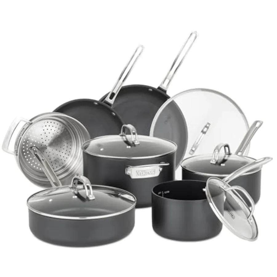 12-Piece Hard Anodized Ceramic Nonstick Cookware Set with Glass Lids for Kitchen Use, Black, PFAS-Free, Oven Safe Induction Rea
12-Piece Hard Anodized Ceramic Nonstick Cookware Set with Glass Lids for Kitchen Use, Black, PFAS-Free, Oven Safe Induction Rea
