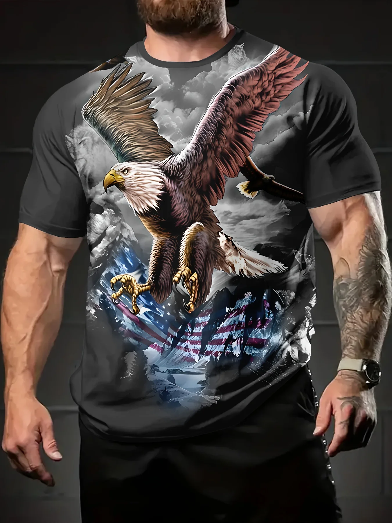 Funny 3D Eagle Pattern Men's T-Shirts American Flag Printed Tees Casual O-neck Short Sleeve Tops Fashion Trend Vintage Clothes
Funny 3D Eagle Pattern Men's T-Shirts American Flag Printed Tees Casual O-neck Short Sleeve Tops Fashion Trend Vintage Clothes