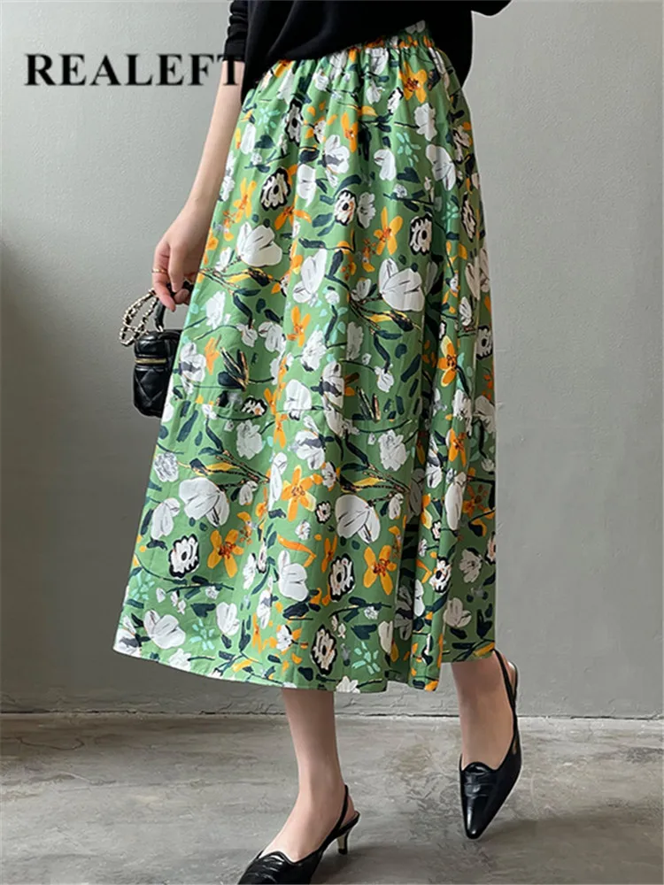 REALEFT Retro Floral Cotton Women's A-line Skirts 2022 New Spring Summer Elastic High Waist Midi Length Chic Umbrella Skirt Saia
REALEFT Retro Floral Cotton Women's A-line Skirts 2022 New Spring Summer Elastic High Waist Midi Length Chic Umbrella Skirt Saia