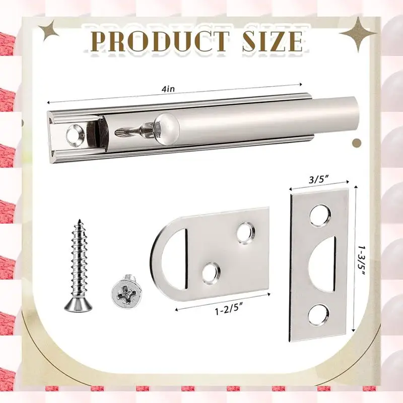 ABGN 4 Pack Slide Bolt Latch Lock Bolt Door Latches For Flush Or Recessed Doors And Gates Silver
ABGN 4 Pack Slide Bolt Latch Lock Bolt Door Latches For Flush Or Recessed Doors And Gates Silver