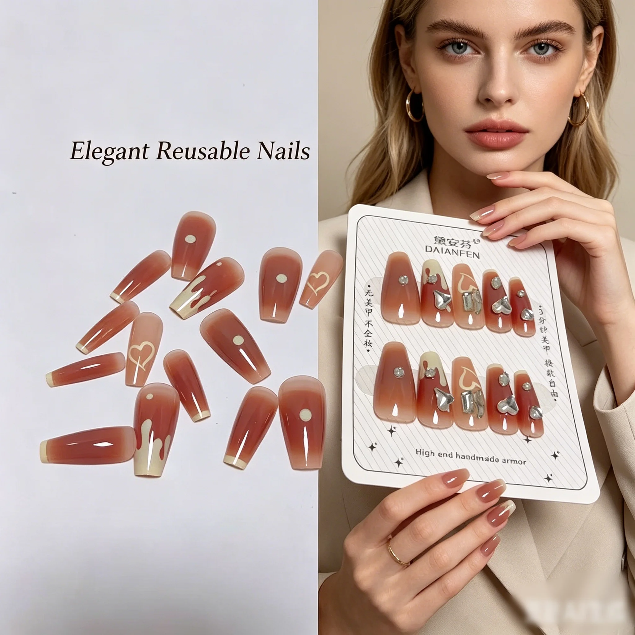 The 24-piece set includes a complete set of nail care tools, ensuring secure and long-lasting adhesion.
The 24-piece set includes a complete set of nail care tools, ensuring secure and long-lasting adhesion.
