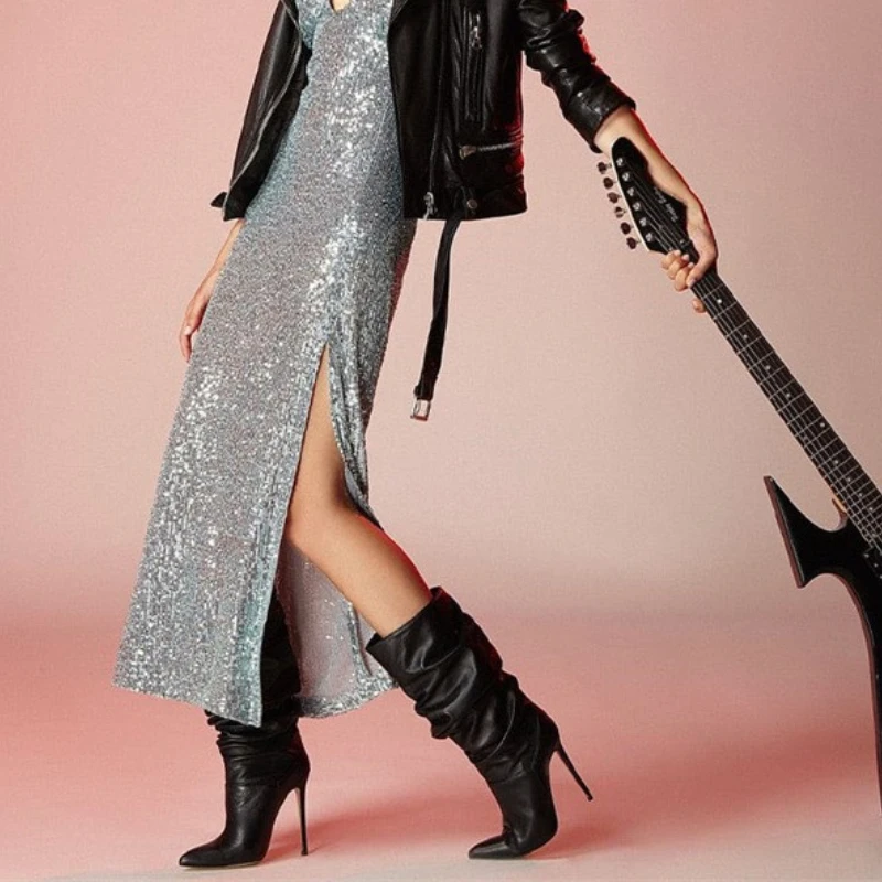 2025 Fashion Pointed Pleated Slim Heel Boots Plus Size Women's Knee High Boots Office Party Evening Wear Comfortable Stretch
2025 Fashion Pointed Pleated Slim Heel Boots Plus Size Women's Knee High Boots Office Party Evening Wear Comfortable Stretch