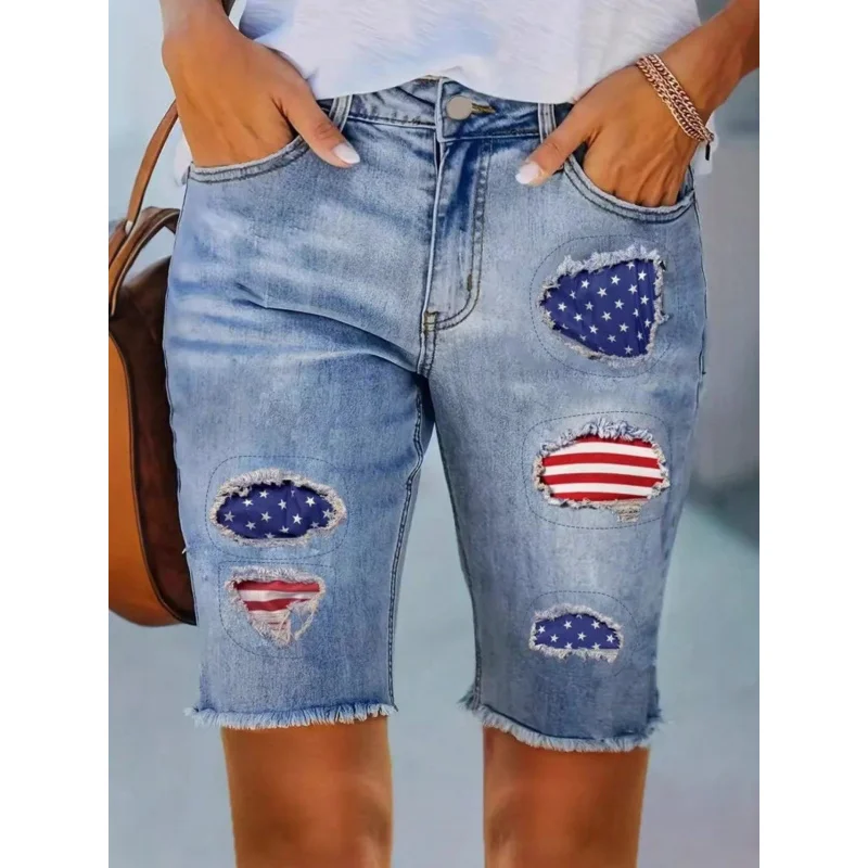 Women's Casual Mid-Length Denim Shorts New Style with Patches Comfortable Fit Fashionable Summer Shorts
Women's Casual Mid-Length Denim Shorts New Style with Patches Comfortable Fit Fashionable Summer Shorts