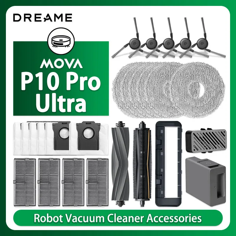 For Dreame MOVA P10 Pro Ultra / P10 Ultra Robot Vacuum Cleaner Accessories Main Side Brush Mop Cloth HEPA Filter Dust Bag Parts
For Dreame MOVA P10 Pro Ultra / P10 Ultra Robot Vacuum Cleaner Accessories Main Side Brush Mop Cloth HEPA Filter Dust Bag Parts