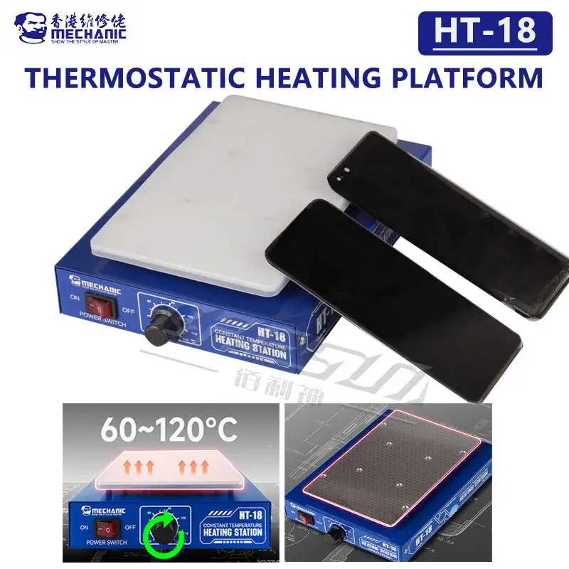 MECHANIC HT-18 Thermostatic Heating Platform 60-120°C Rapid Heating Pad for Phone PCB Straight/Curved Screen Chip Repair Tools
MECHANIC HT-18 Thermostatic Heating Platform 60-120°C Rapid Heating Pad for Phone PCB Straight/Curved Screen Chip Repair Tools