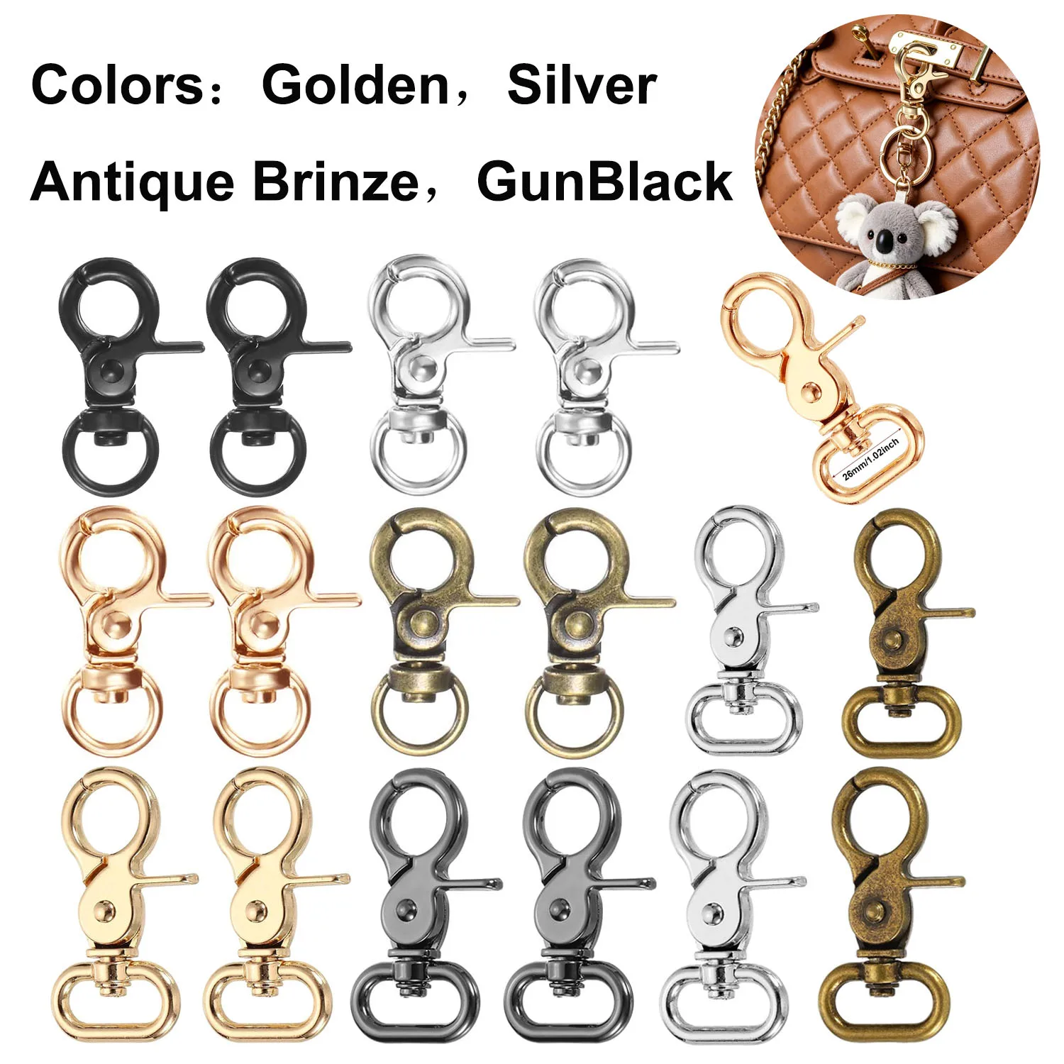 4/8/12Pcs 13/26mm Metal Keychain with Lobster Clasp for Bag Luggage Strap Swivel Hook Clip Pet Leash Carabiner Belt Accessories
4/8/12Pcs 13/26mm Metal Keychain with Lobster Clasp for Bag Luggage Strap Swivel Hook Clip Pet Leash Carabiner Belt Accessories