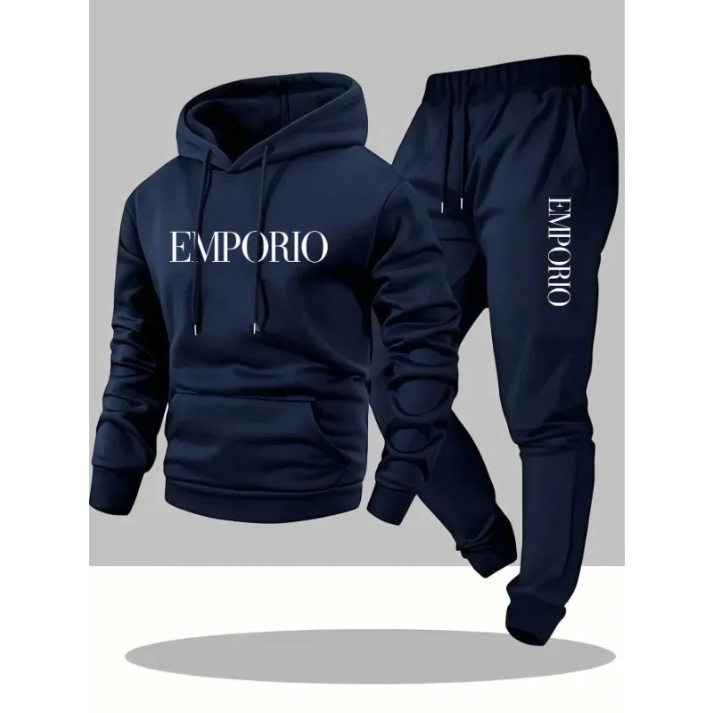 Autumn and winter men's casual running fitness sportswear set, fashionable pullover hoodie + jogging pants two-piece set
Autumn and winter men's casual running fitness sportswear set, fashionable pullover hoodie + jogging pants two-piece set