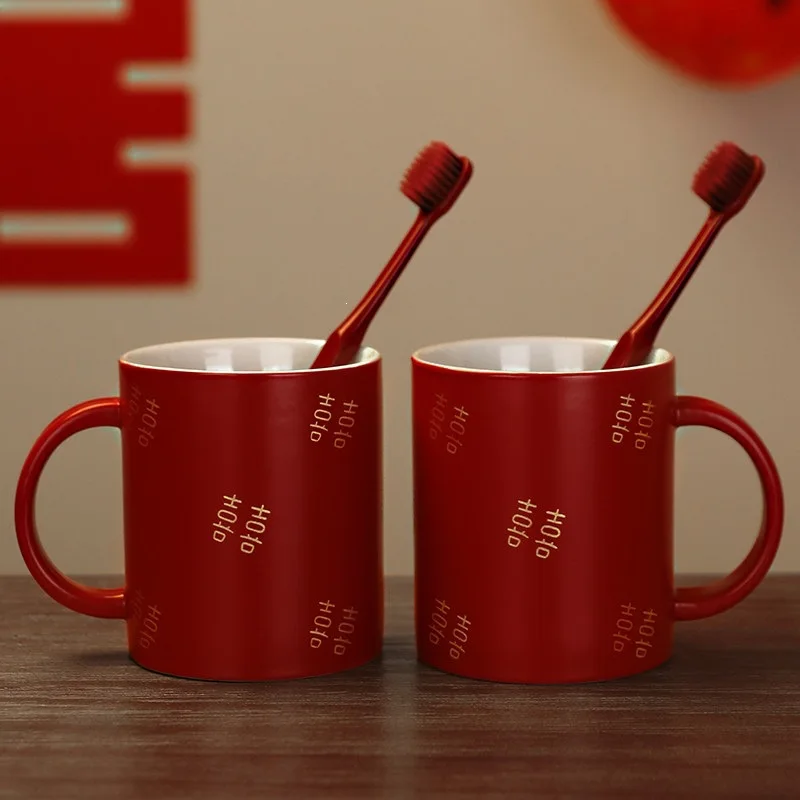 HYS wedding washing cup set, woman's dowry happy cup, wedding newlywed couple, a pair of red ceramic mouth cups and tooth cups
HYS wedding washing cup set, woman's dowry happy cup, wedding newlywed couple, a pair of red ceramic mouth cups and tooth cups