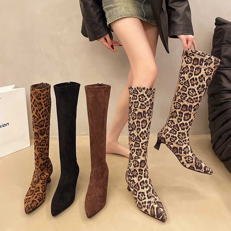 Winter Women Stretch Modern Boots Fashion Leopard Print Shoes Ladies Sexy High Heel Long Booties Botas De Invierno Para Mujer
Winter Women Stretch Modern Boots Fashion Leopard Print Shoes Ladies Sexy High Heel Long Booties Botas De Invierno Para Mujer