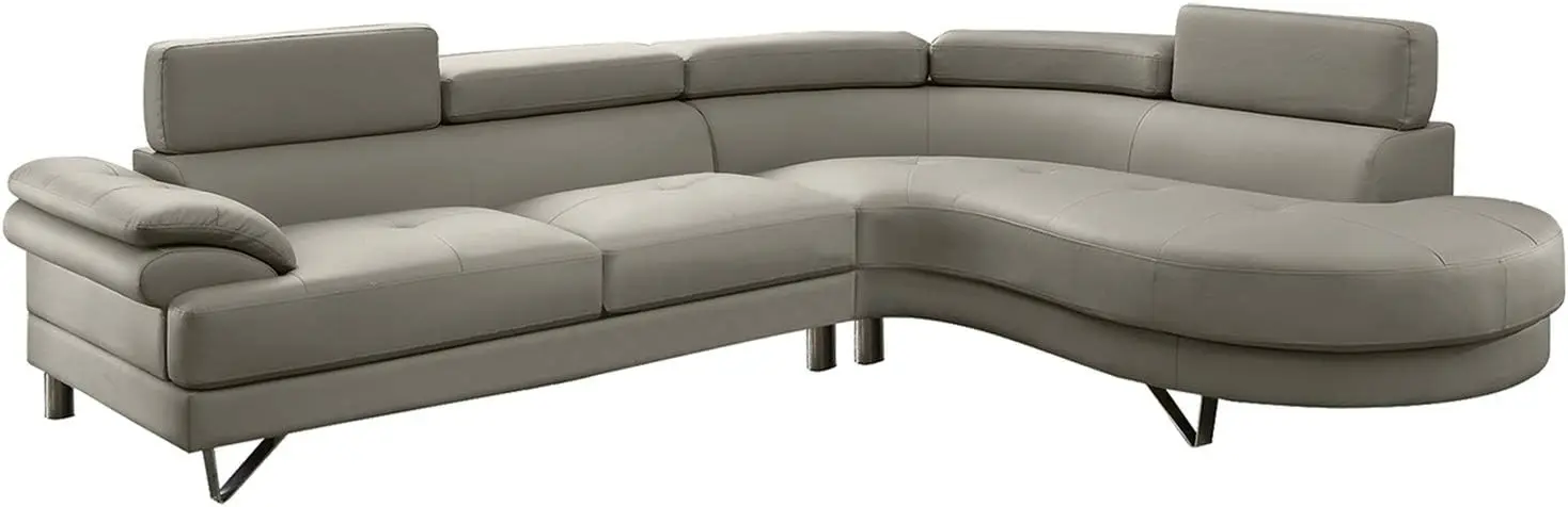 Bobkona Isidro Faux Leather sectional, Light Grey
Bobkona Isidro Faux Leather sectional, Light Grey