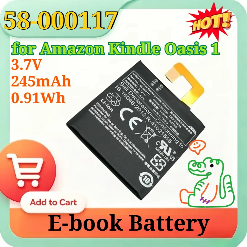 58-000117 223337 3.7V 245mAh 0.91Wh Li-Polymer Replacement Battery for Amazon Kindle Oasis (2016) E-Reader Stable Power Battery
58-000117 223337 3.7V 245mAh 0.91Wh Li-Polymer Replacement Battery for Amazon Kindle Oasis (2016) E-Reader Stable Power Battery