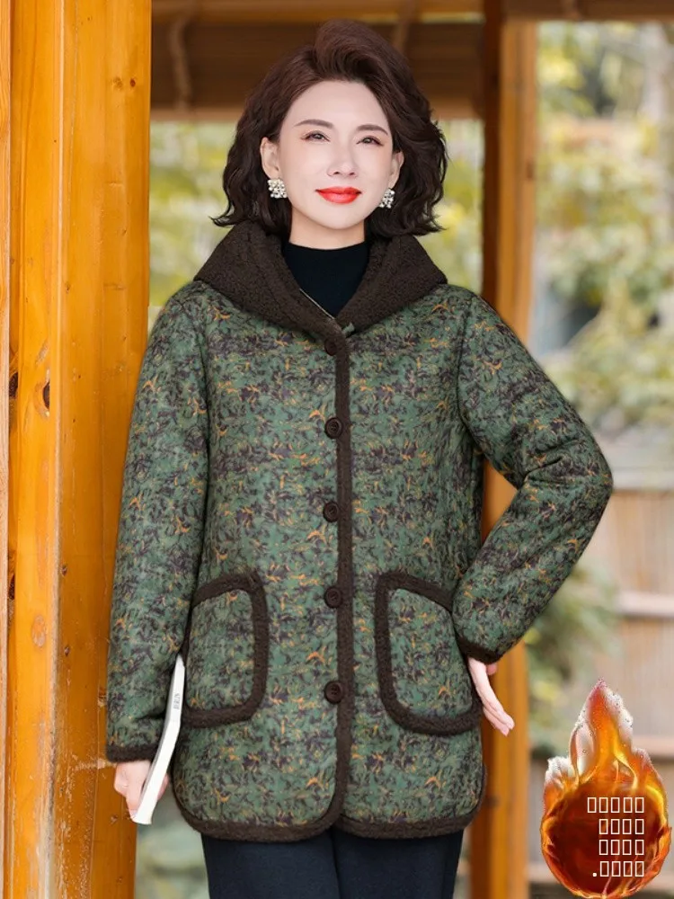 Утепленная хлопковая куртка с цветочным принтом и флисовой подкладкой для мам, повседневная, свободного кроя, теплая, с капюшоном, зимняя верхняя одежда, подходит для поездок на работу
Утепленная хлопковая куртка с цветочным принтом и флисовой подкладкой для мам, повседневная, свободного кроя, теплая, с капюшоном, зимняя верхняя одежда, подходит для поездок на работу