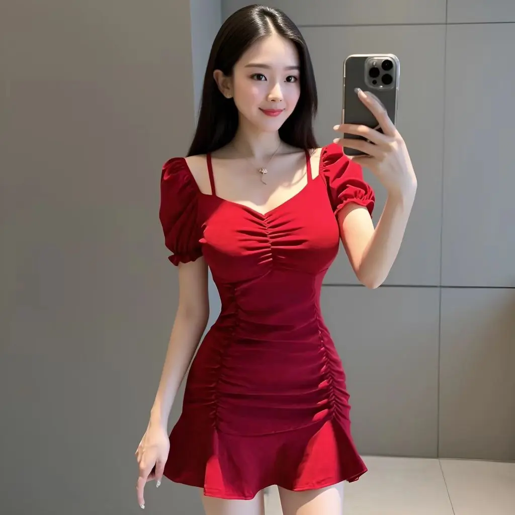 Black One-Shoulder Strap Dress Women's Sexy Fish-Tail Skirt Workwear Comfortable Mid-Waist Knitted Bubble-Sleeve Bodycon Dress
Black One-Shoulder Strap Dress Women's Sexy Fish-Tail Skirt Workwear Comfortable Mid-Waist Knitted Bubble-Sleeve Bodycon Dress