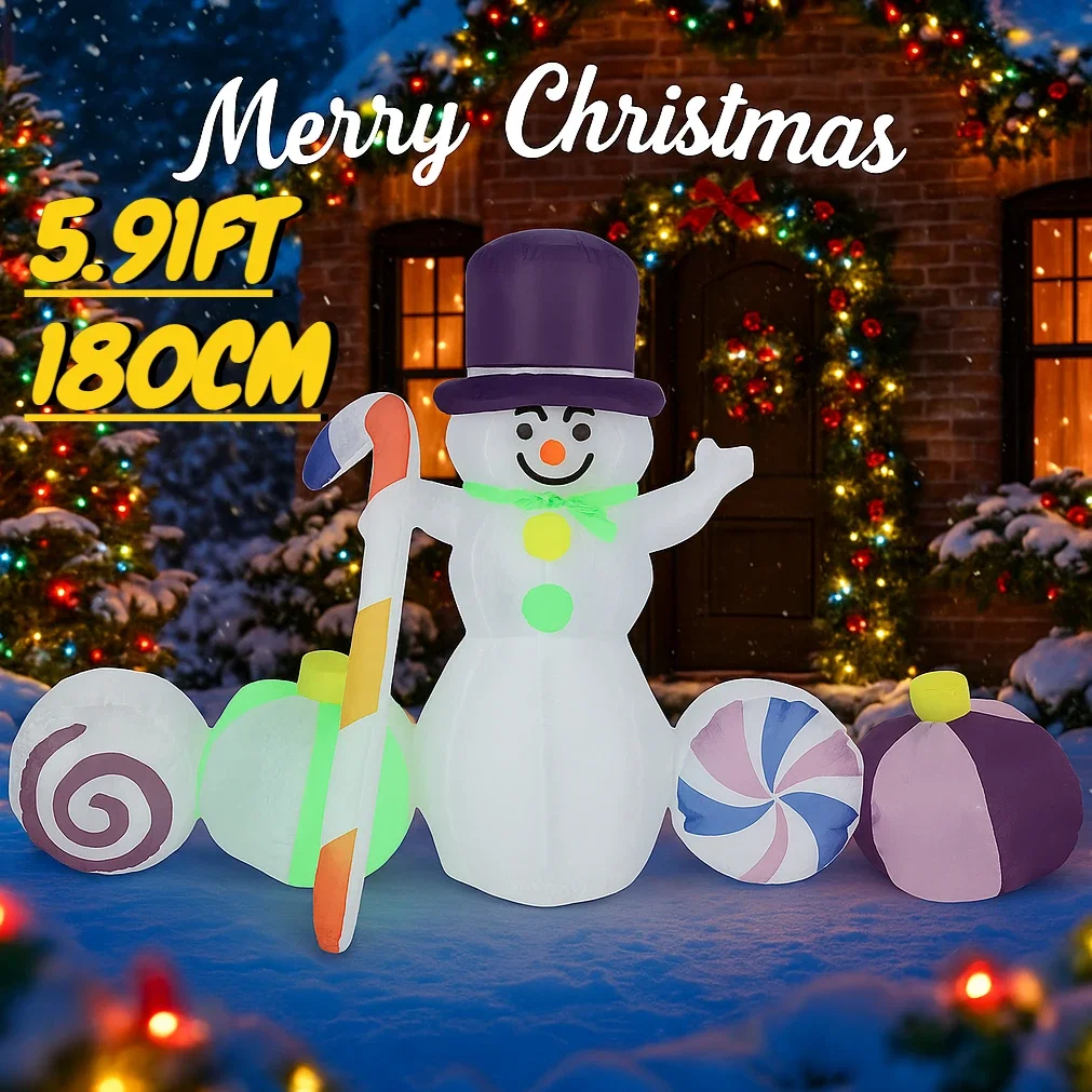 5.91FT Inflatable Toy Snowman Candy Decoration With LED Lit Xmas Yard Lawn Home Party Decor Ornament Christmas Supplie Gift
5.91FT Inflatable Toy Snowman Candy Decoration With LED Lit Xmas Yard Lawn Home Party Decor Ornament Christmas Supplie Gift