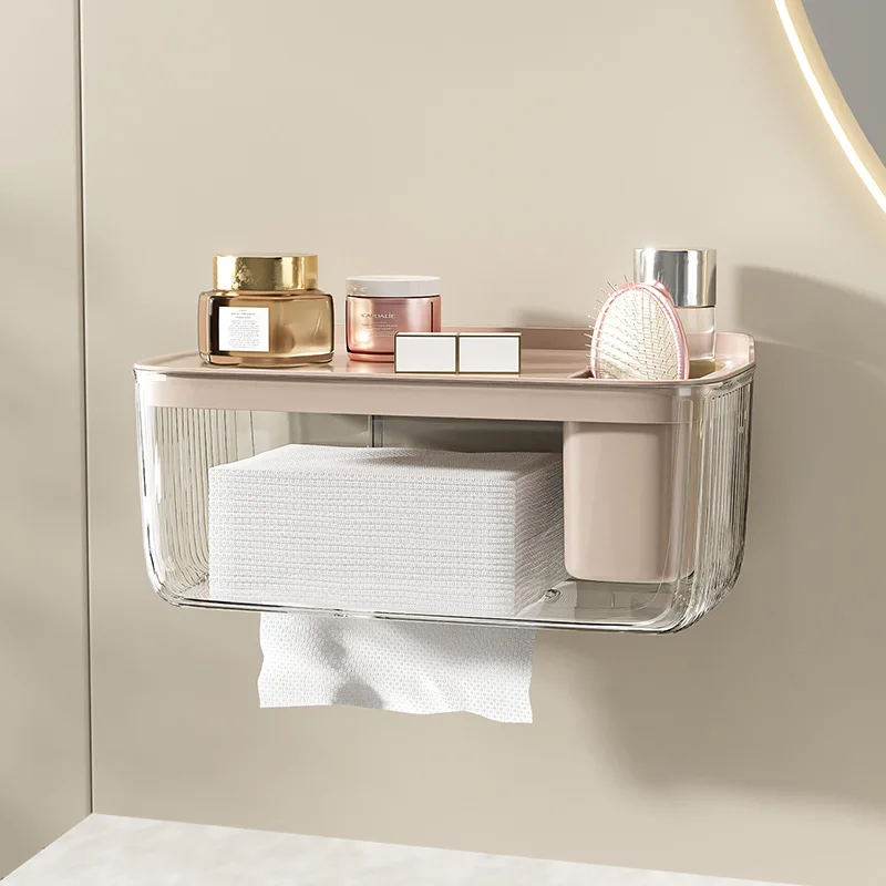 Wall-mounted tissue box without punching, bathroom light luxury transparent storage rack, household storage box,simple paper box
Wall-mounted tissue box without punching, bathroom light luxury transparent storage rack, household storage box,simple paper box