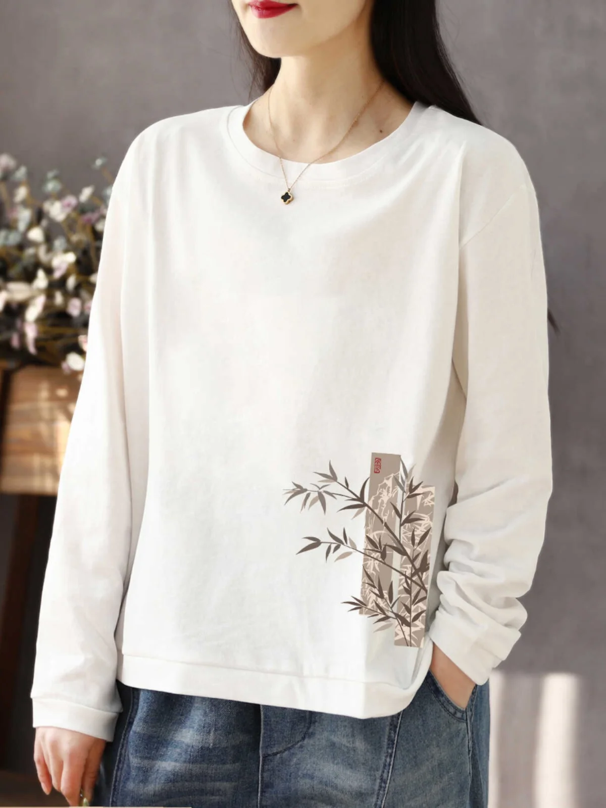 Women's Loose Long Sleeve Cotton T-Shirt Autumn Base Layer Shirt Early Autumn Top Full Cotton Spring Autumn Fashionable Commu...
Women's Loose Long Sleeve Cotton T-Shirt Autumn Base Layer Shirt Early Autumn Top Full Cotton Spring Autumn Fashionable Commu...
