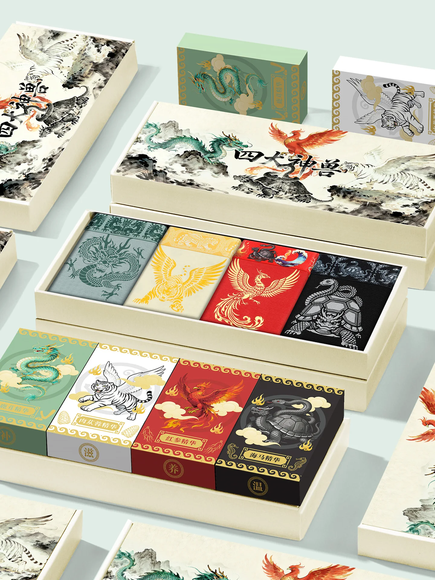 4Pcs Gift Box Men Summer Boxer Briefs, Cordyceps Herbal Crotch, Chinese Mythical Beast Print, Soft Skin-Friendly Underwear
4Pcs Gift Box Men Summer Boxer Briefs, Cordyceps Herbal Crotch, Chinese Mythical Beast Print, Soft Skin-Friendly Underwear