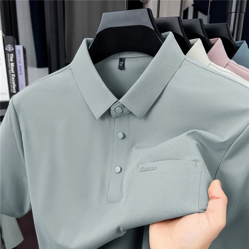 Men's Pocket Cool Feeling Ice Silk Polo Shirt Breathable Short Sleeve Tops For Middle Aged Father Summer
Men's Pocket Cool Feeling Ice Silk Polo Shirt Breathable Short Sleeve Tops For Middle Aged Father Summer