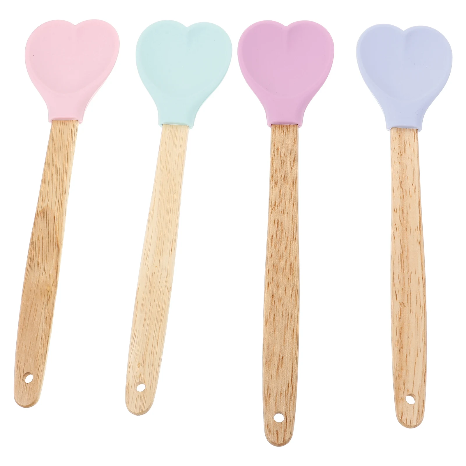 4 Pcs Heart Shaped Silicone Stirring Spoon Wood Handle Multi Color Kitchen Gadgets Smooth Surface Cooking Tools
4 Pcs Heart Shaped Silicone Stirring Spoon Wood Handle Multi Color Kitchen Gadgets Smooth Surface Cooking Tools