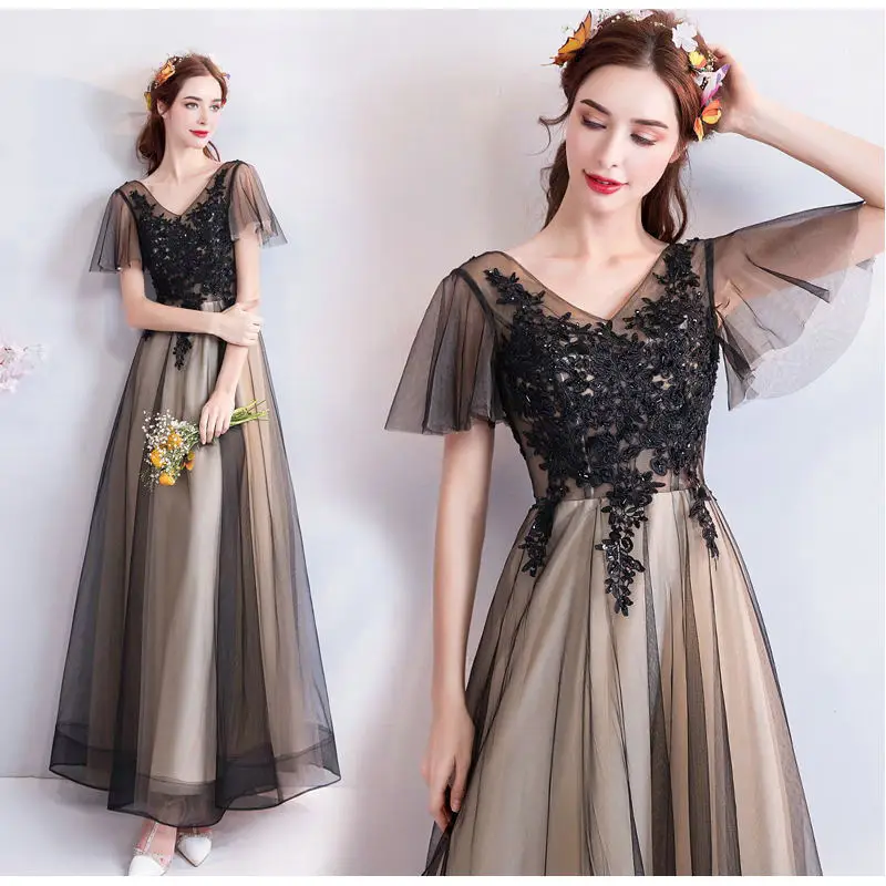 Customized Elegant V-neck Flare Sleeve Appliques Lace Evening Dresses for Women Wedding Occasion Dress Prom Dresses Party Dress 
Customized Elegant V-neck Flare Sleeve Appliques Lace Evening Dresses for Women Wedding Occasion Dress Prom Dresses Party Dress