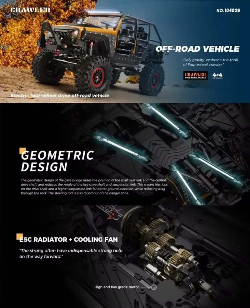 1:10 Scale Four-Wheel Drive Climbing Off-Road RC Car Remote Control Simulation Vehicle Adult & Boy Toy Gift
1:10 Scale Four-Wheel Drive Climbing Off-Road RC Car Remote Control Simulation Vehicle Adult & Boy Toy Gift
