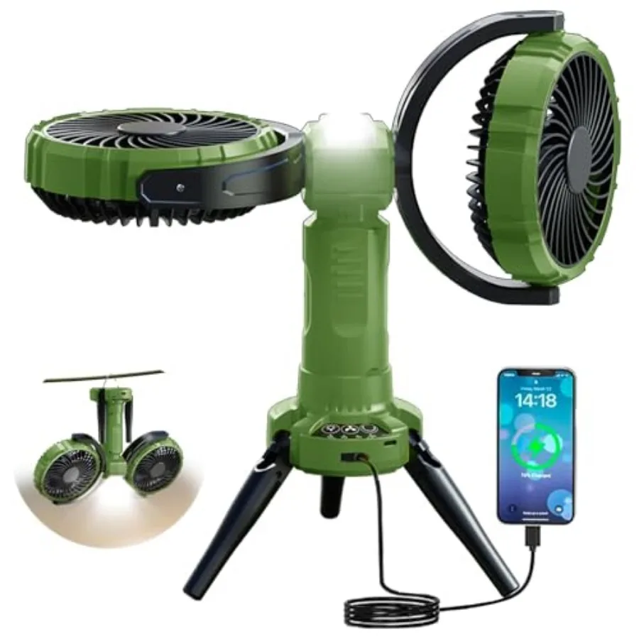 Camping Fan with Light, 10000 mAh Rechargeable Battery Powered Tent Ceiling Cooler Fans, 270° Oscillating 360°Rotating Portable
Camping Fan with Light, 10000 mAh Rechargeable Battery Powered Tent Ceiling Cooler Fans, 270° Oscillating 360°Rotating Portable