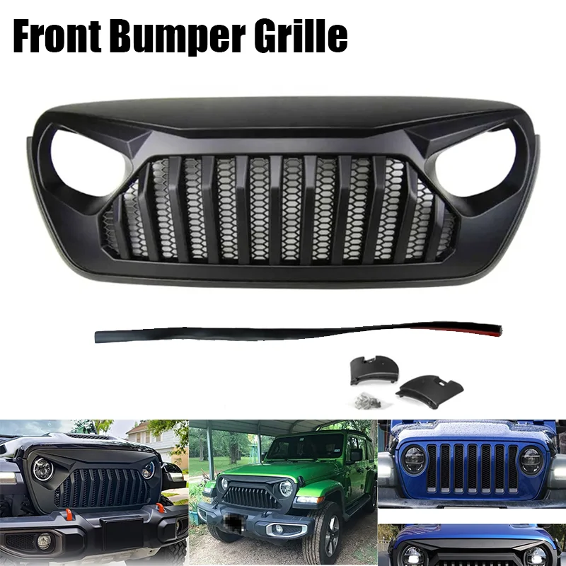 Передняя решетка для Jeep Wrangler JL 2018-2024 Gladiator JT, аксессуары, матовая черная решетка, сетка бампера
Передняя решетка для Jeep Wrangler JL 2018-2024 Gladiator JT, аксессуары, матовая черная решетка, сетка бампера