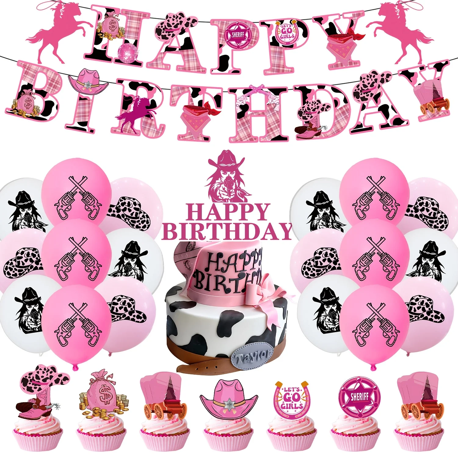 Pink Cowboy Party Decoration Set with banner and Latex Balloons for Bride to be and Gender Reveal,Event Decoration and decoracio
Pink Cowboy Party Decoration Set with banner and Latex Balloons for Bride to be and Gender Reveal,Event Decoration and decoracio